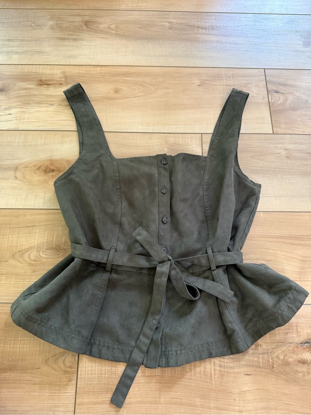Banana Republic Olive Button-Front Tie-Waist Camisole